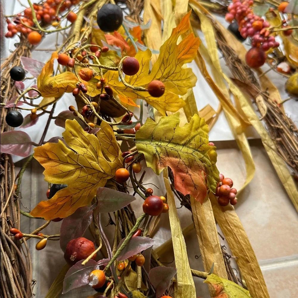 Autumn Harvest Pumpkin Wreath with Yellow and Orange Accents